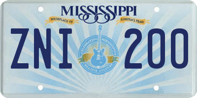 MS license plate ZNI200