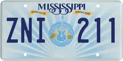 MS license plate ZNI211