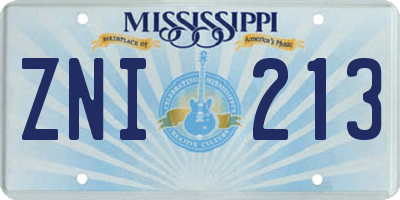 MS license plate ZNI213
