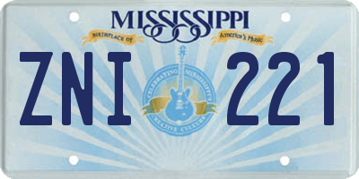 MS license plate ZNI221
