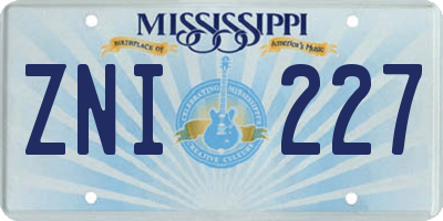 MS license plate ZNI227