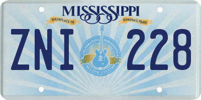 MS license plate ZNI228