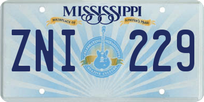 MS license plate ZNI229
