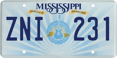 MS license plate ZNI231