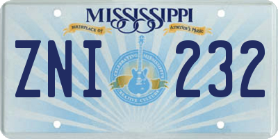 MS license plate ZNI232