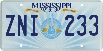 MS license plate ZNI233