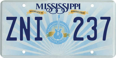 MS license plate ZNI237