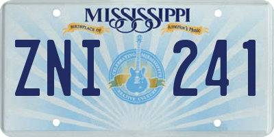 MS license plate ZNI241