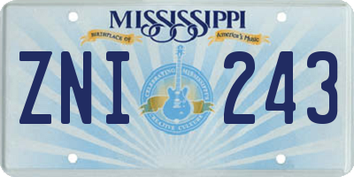 MS license plate ZNI243