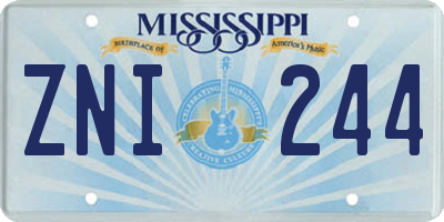 MS license plate ZNI244