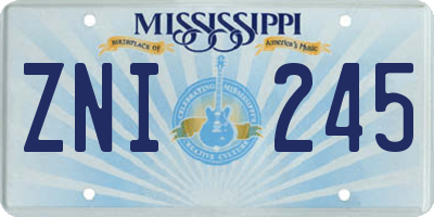 MS license plate ZNI245