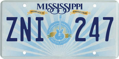 MS license plate ZNI247