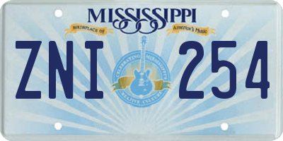 MS license plate ZNI254
