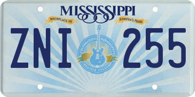 MS license plate ZNI255