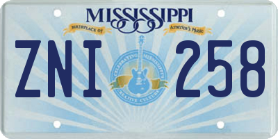 MS license plate ZNI258