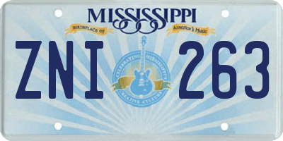 MS license plate ZNI263