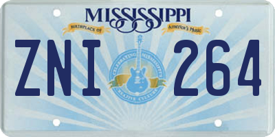 MS license plate ZNI264