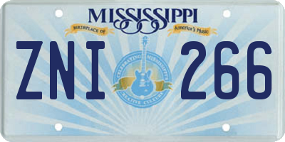MS license plate ZNI266