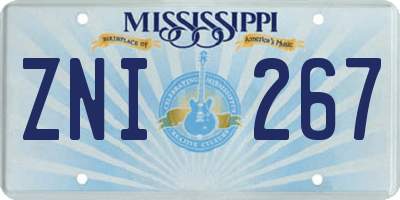 MS license plate ZNI267