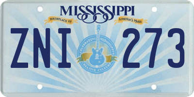 MS license plate ZNI273