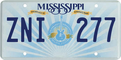 MS license plate ZNI277