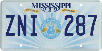 MS license plate ZNI287