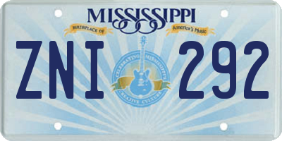 MS license plate ZNI292