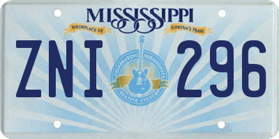 MS license plate ZNI296
