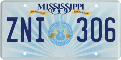 MS license plate ZNI306