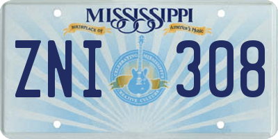 MS license plate ZNI308