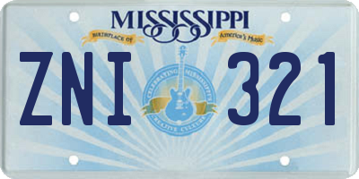 MS license plate ZNI321