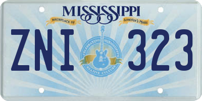 MS license plate ZNI323