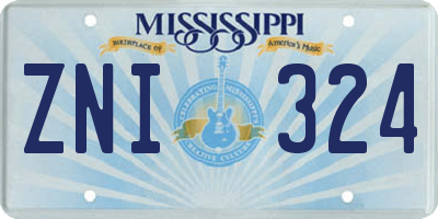 MS license plate ZNI324