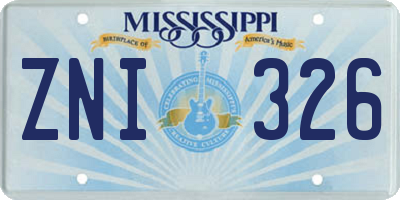 MS license plate ZNI326