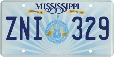MS license plate ZNI329