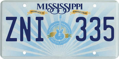 MS license plate ZNI335