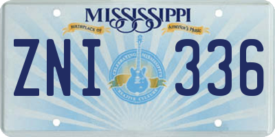 MS license plate ZNI336