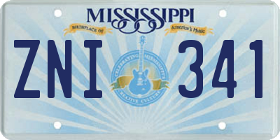 MS license plate ZNI341