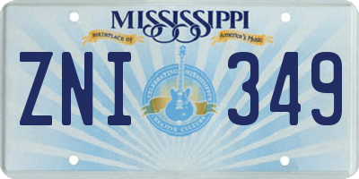 MS license plate ZNI349