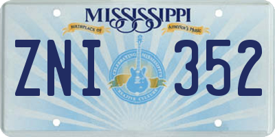 MS license plate ZNI352