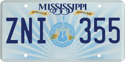 MS license plate ZNI355