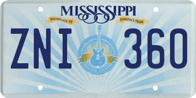 MS license plate ZNI360