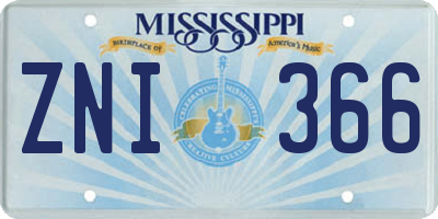 MS license plate ZNI366