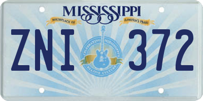 MS license plate ZNI372