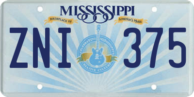 MS license plate ZNI375