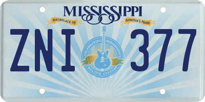 MS license plate ZNI377