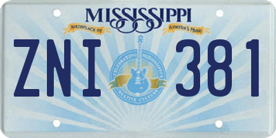 MS license plate ZNI381