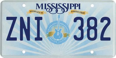 MS license plate ZNI382