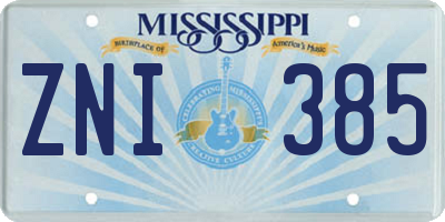 MS license plate ZNI385