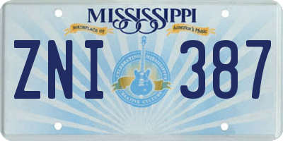 MS license plate ZNI387